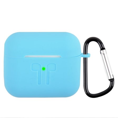 AirPods 3 design kaiverrettu silikonikotelo karabiinilla - Taivaansininen