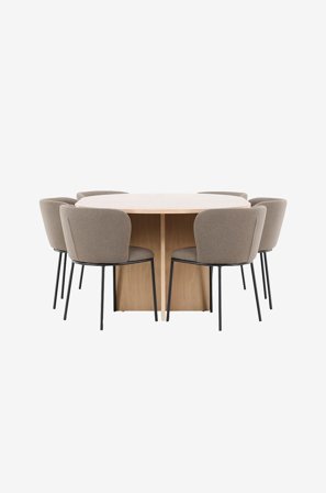 Venture Home - Spisebord Strada med Edina-stol - Brun - Spisebordssæt 6 personer - Fra Homeroom