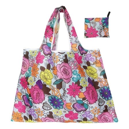 Återanvändbara Shoppingväskor Stora Kraftiga Vikbara Tygkassar med Ficka [DB]