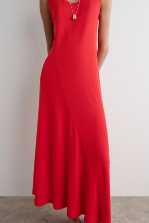 COS Femme Robe Midi Asymétrique En Jersey in Rouge