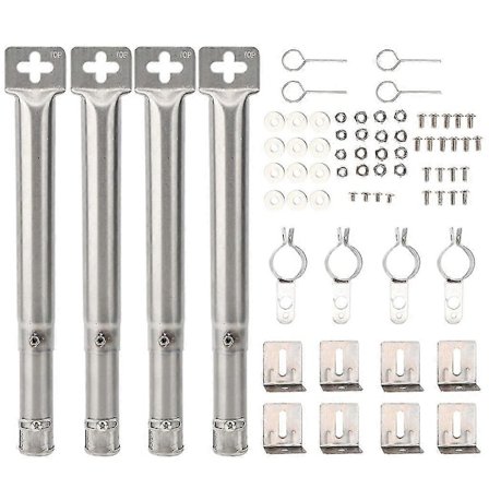 4 stk. Rørformede brennere i rustfritt stål Grillrør Brenner BBQ Gassgrilldeler