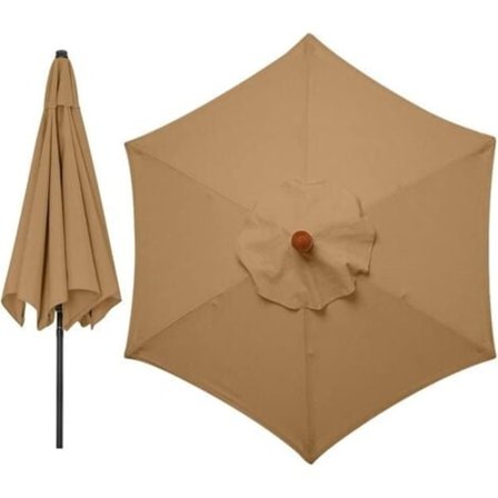 Erstatningsovertræk til 3 meter 6-arms parasol Erstatning til haveparasol Erstatningsovertræk til parasol, kun baldakin (Khaki)