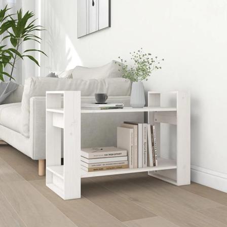 Vidaxl Bokhylla/rumsavdelare Vit 80x35x56,5 Cm Massiv Furu Vit