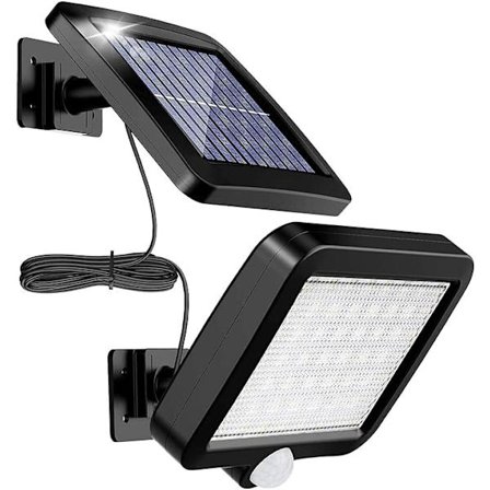 Aurinkokennovalaisin ulkokäyttöön 56 LED-liiketunnistimella, 120° IP65 vedenpitävä aurinkokennovalaisin puutarhaan 5 metrin kaapelilla [Energialuokka 