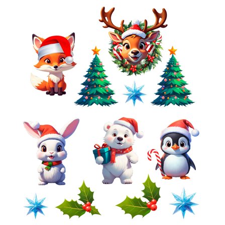 Veggklistremerker med Julemotiv 12-pakning