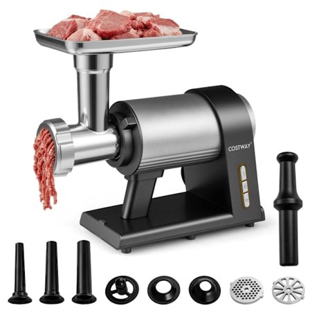 Sähköinen lihamylly 2000 W, 3 makkaraputkea, kibbe-setti