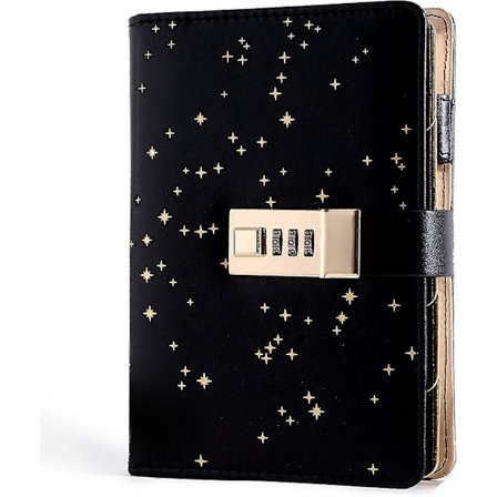 Läderinbunden Dagbok Med Tejp, Stjärnkombinationslås Journal, 6-rings Pärm Anteckningsbok Personlig Skrivdagbok, Gåvor Kompatibla Med Barn Flickor 
