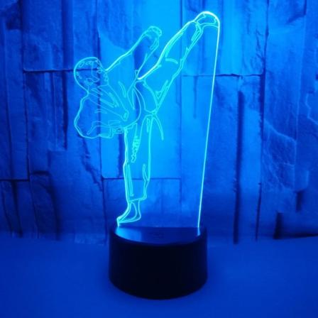 Kreativ 3D Taekwondo nattlys 16 farger endring Fjernkontroll berøring bryter dekor Optisk illusjon lampe (Stil O)