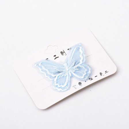 Blonder Hår Sløyfer Broderi Butterfly Hårnål BLÅ