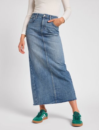 Lee Jeans Back Slit Maxi Skirt - Blue - 28