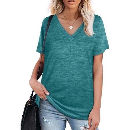 IC Dam T-shirts V-ringad Kortärmad Sommartröjor Loose Fit