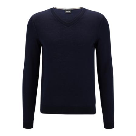 Boss V-neck Strik Blå, Herre Strik, Størrelse: 2XL