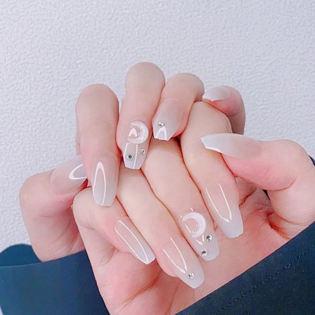 24 st/kartong Gentle Naken False Nail Gradation Diamond Fake Nail B B