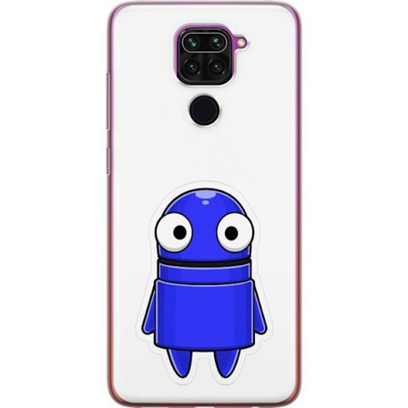Kompatibelt Mobildeksel til Xiaomi Xiaomi Redmi Note 9 Blå tegnet figur med store øyne og et vennlig uttrykk i minimalistisk design