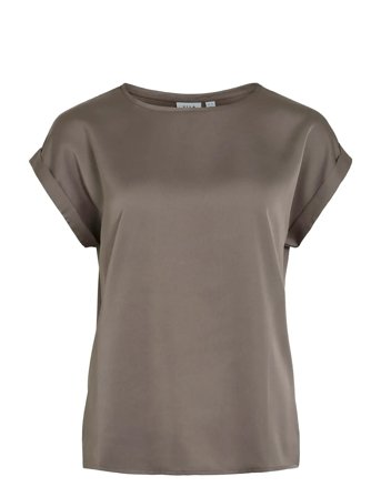 Viellette S/S Satin Top - Noos Brown Vila