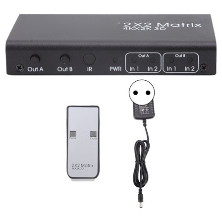HDMI Switch 2 in 2 ut 4K 30Hz Auto Switch Hub 100-240V EU-kontakt
