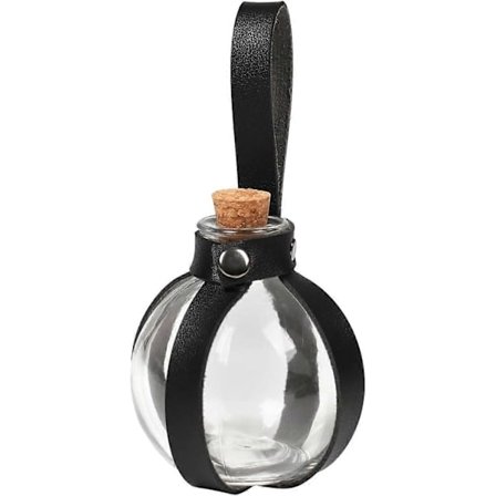 2025 Halloween Mørk Magi Kork Drik Flaske Rund Sfærisk Glasflaske Troldmand Mørk Magi Drik Flaske til Halloween Rekvisitter (Sort)