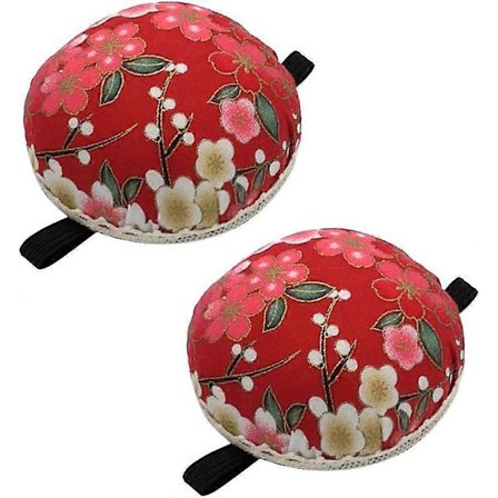 2 pakker nålepude til håndledssyning, nålepudeholder, vintage trykt stof, nålepuder til gør-det-selv håndværk, symaskine, hjem (rød)