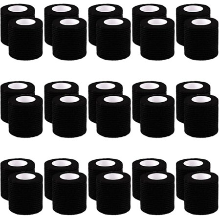 30 Ruller (Sort, 5 cm x 4,5 m) Elastisk Selvklæbende Bandage Selvklæbende Tape Sports Selvklæbende Tape til Fingre Hænder Fødder Håndled