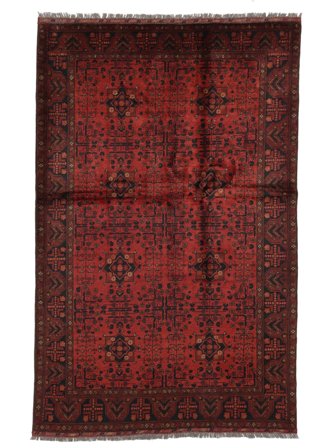 Handgeknüpft Afghan Khal Mohammadi 131X204 Wollteppich Schwarz/Dunkelrot Klein