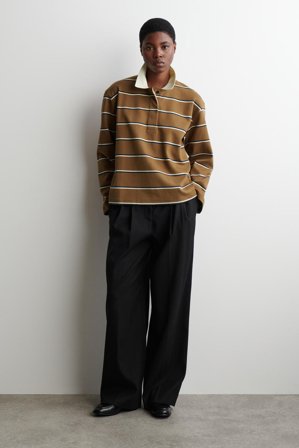 COS Femme Polo Rayé À Manches Longues in Marron