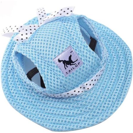 Hundskyddshatt med rund brätte, cap som andas utomhus för sommarhund med öronhål och justerbar hakrem för små medelstora hundar