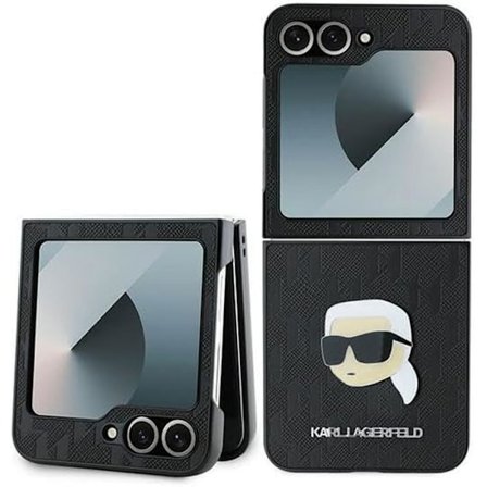 Skyddsskal - Karl Lagerfeld - Samsung Galaxy Z Flip 6 - Svart - Saffiano - Monogram