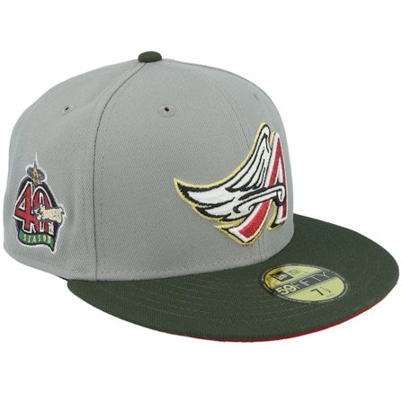 New Era - MLB Grey fitted Czapka Z Daszkiem - Los Angeles Angels Daredevil 59FIFTY Mist/Dark Green Fitted @ Hatstore