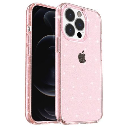 Glittery Powder Smart iPhone 14 Pro Case - Pink