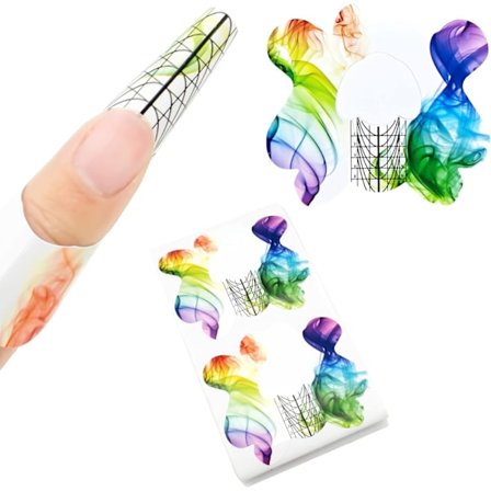 Mantelin muotoiset kynsimuotit geelikynsien rakentamiseen, akryylikynsiin, 100 kpl, lyhyet muotit, ohjeet, kynsien taidelaajennus