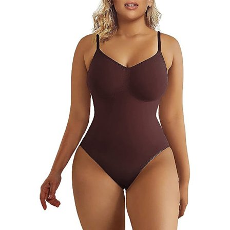 Body naisille Tummy Control Shapewear Saumaton muotoileva stringi Body Shaper Tankini ruskea