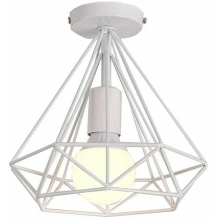 Industriell taklampa retro bur diamantformad lampskärm 25cm E27 Vit