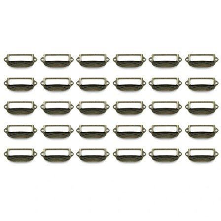 Metall Etiketthållare Ram - Kan Användas som Handtag, Storlek 70 x 30 mm, 30 st, med Skruvar, för Skrivbord, Bokhylla