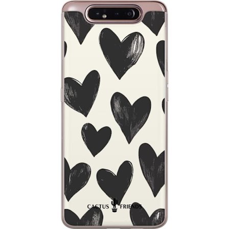 Kompatibelt Mobildeksel til Samsung Samsung Galaxy A80 Cactus and Friends - Bold Black Love Pattern