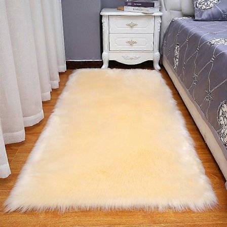 Supermjuk Matta, Fluffig Matta, Sängmatta för Sovrumsgolv, 40*60cm, Beige (FMY)