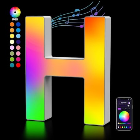 Lysende bogstaver USB-drevne, LED-bogstavlys farveskiftende bogstavskilt gave - H