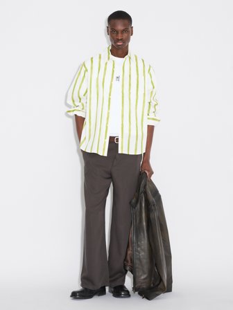 Holzweiler Regular-Fit Striped Shirt - Green Stripe - Men's - S