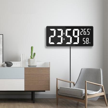 Led digital väggklocka, stor siffror display, inomhuskontor vit