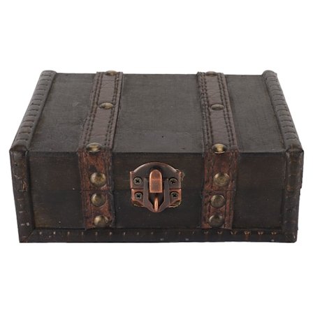 Tre Skrin med Lås Liten Vintage Dekorativ Oppbevaringsboks Smykker Treskrin