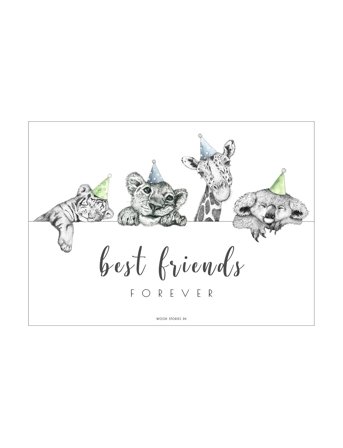 Poster & Frame Wood Stories - Best Friends - Multi/patterned - A3