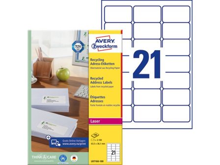 AVERY Etikett QuickPeel 63,5x38,1mm 2100/fp - Lyreco - Emballage och lagerutrustning - Etiketter och godsmärkning - Adressetiketter