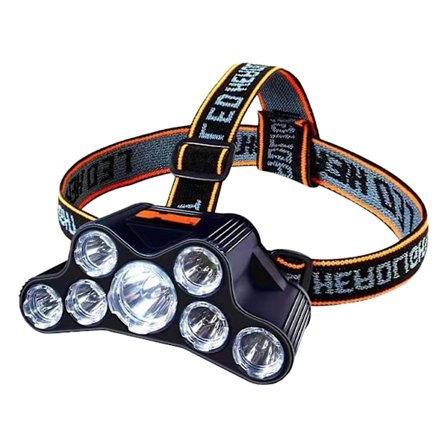 7-päinen LED-otsalamppu, ladattava, voimakas valo, erittäin kirkas kalastusvalo, kauko-ohjattava otsalamppu (musta)
