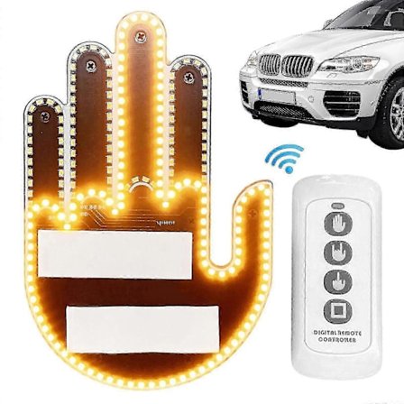 Rolig Bilfinger Lampa Med Fjärrkontroll, Vägilska Skyltar Långfinger Gest Lampa -JRCL