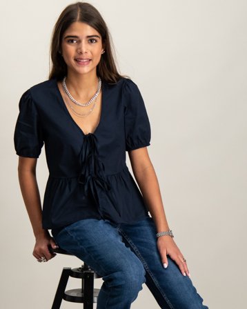 RYVLS Bow SS Blouse Bleu Hauts et chemisiers Fille - Kids Brand Store