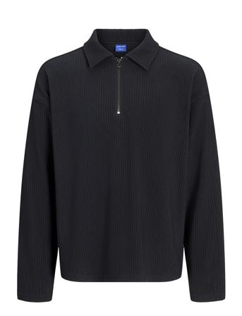 Jorrick Plisse Sweat Zip Split Polo Ln Jack & J S Black