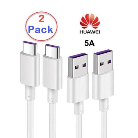 2-Pack Huawei Original Laddare Kabel SuperCharge 5A USB-C AP71 Vit_yux