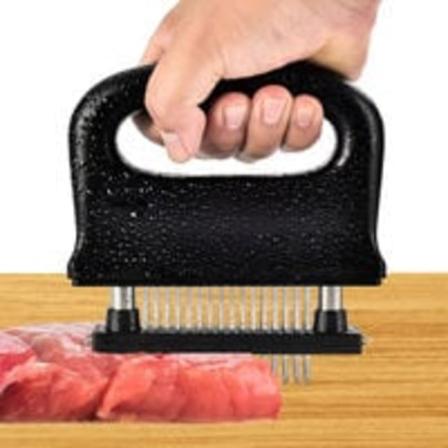 Kjøttmører med rengjøringsbørste og 48 ultraskarpe nåleblad i rustfritt stål, biff/svinekjøtt/kyllingbiffmører-verktøy for matlaging
