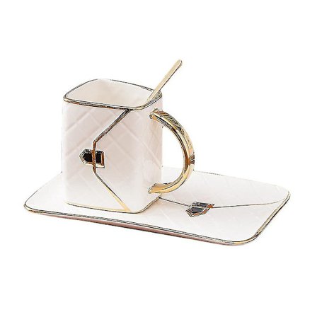 Guldmålad kaffekopp och fat Set Creative Bag Modeling DXGHC