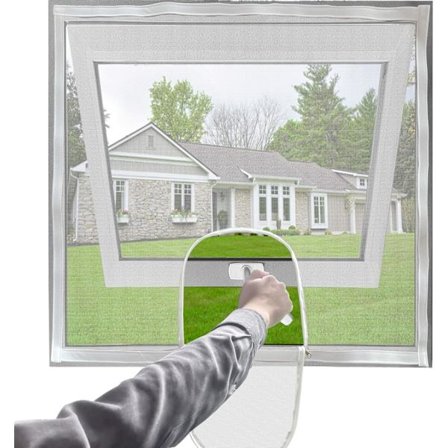 47"x47" (120x120cm) Justerbart vinduesnet-sæt - Hvidt fiberglasnet med lynlåsåbning, gør-det-selv udskiftning, der kan tilpasses til vinduer