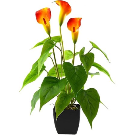 Konstgjorda blommor Calla Lily Faux krukväxt med svart kruka för kontor, heminredning inomhus och utomhus kök hemfest